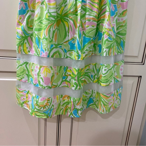 Lilly Pulitzer Ollie Strappy In Elephant Ears Fit And Flare With Mesh Trim Sz 10 - Picture 2 of 8